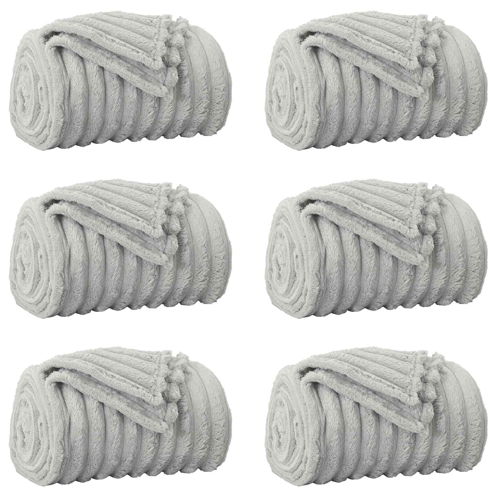 Coperte da Pile 6 pcs Grigio 240 x 220 cm Panno | homemem39