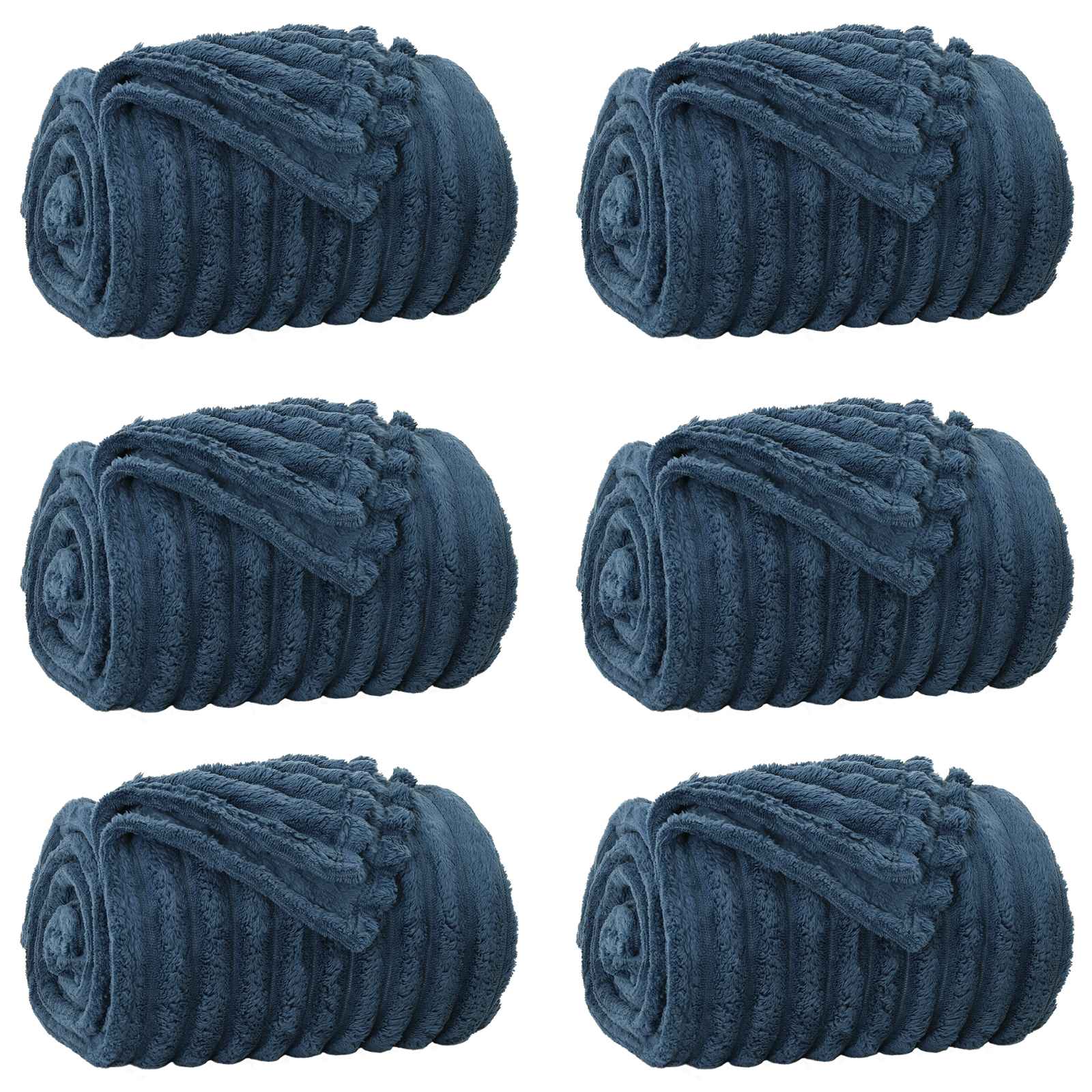 Coperte da Pile 6 pcs Blu navy 200 x 150 cm Panno | homemem39