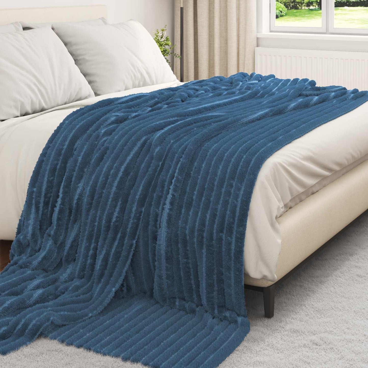 Coperte da Pile 6 pcs Blu navy 240 x 220 cm Panno | homemem39