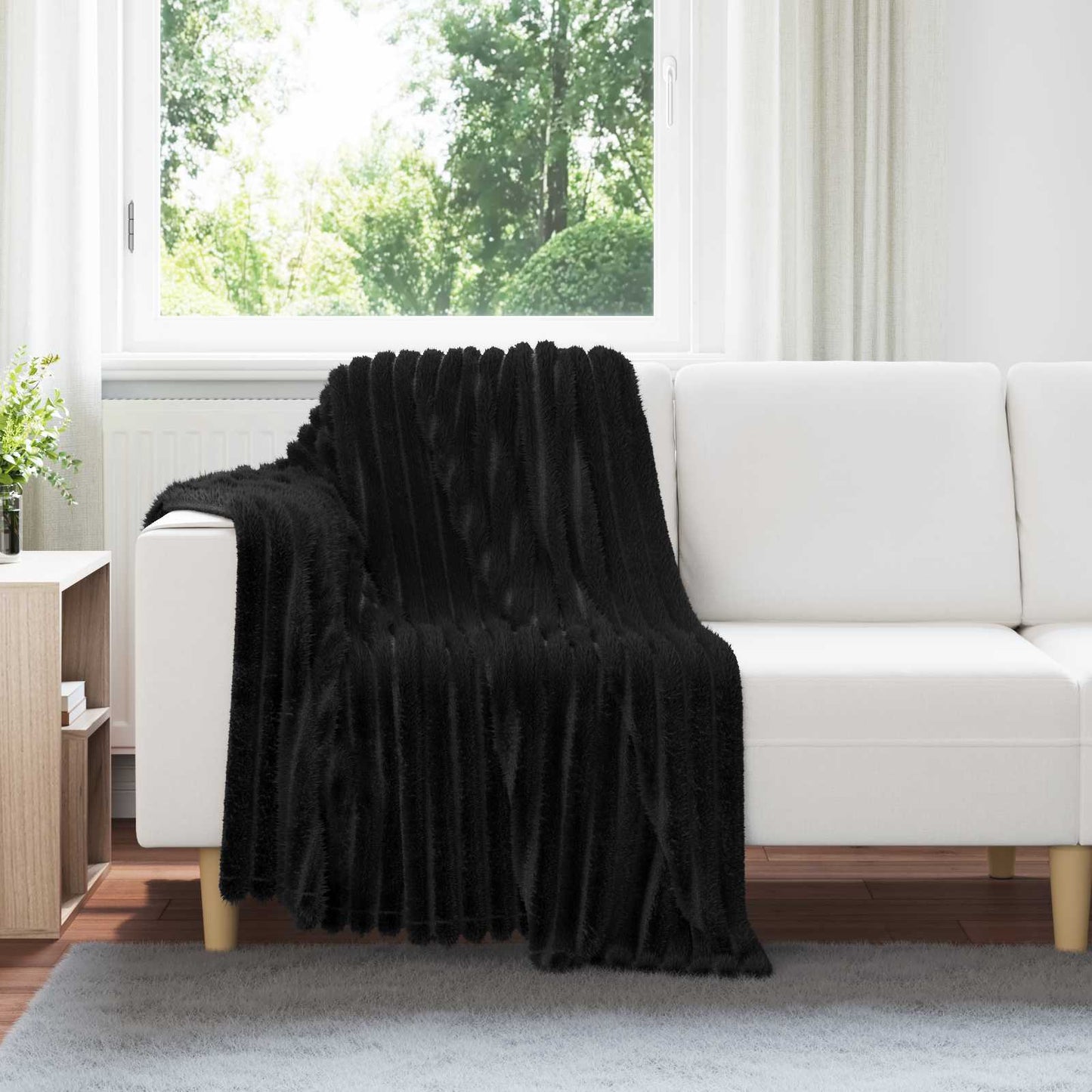 Coperte da Pile 6 pcs Nero 150 x 130 cm Panno | homemem39
