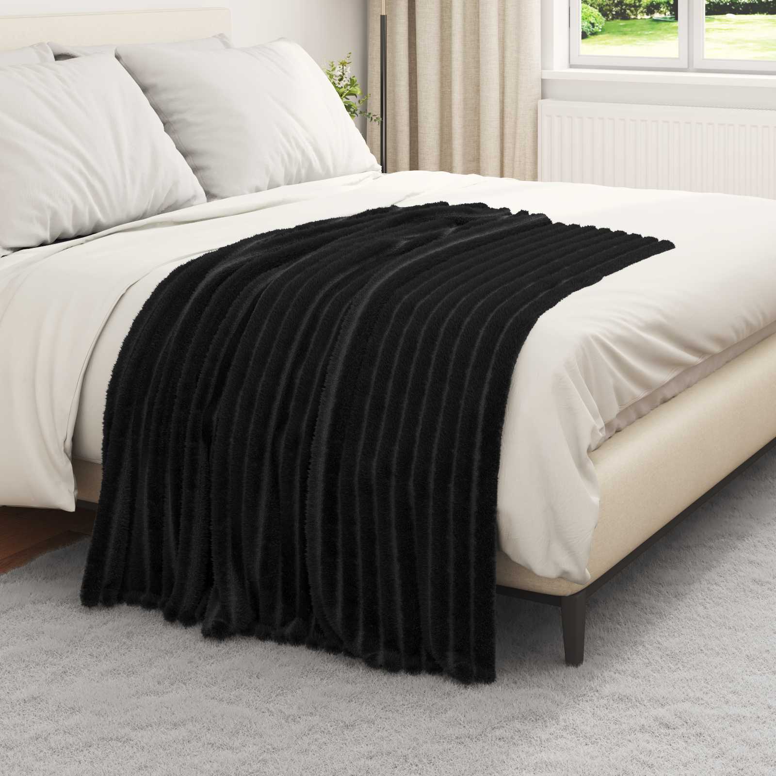 Coperte da Pile 6 pcs Nero 150 x 130 cm Panno | homemem39