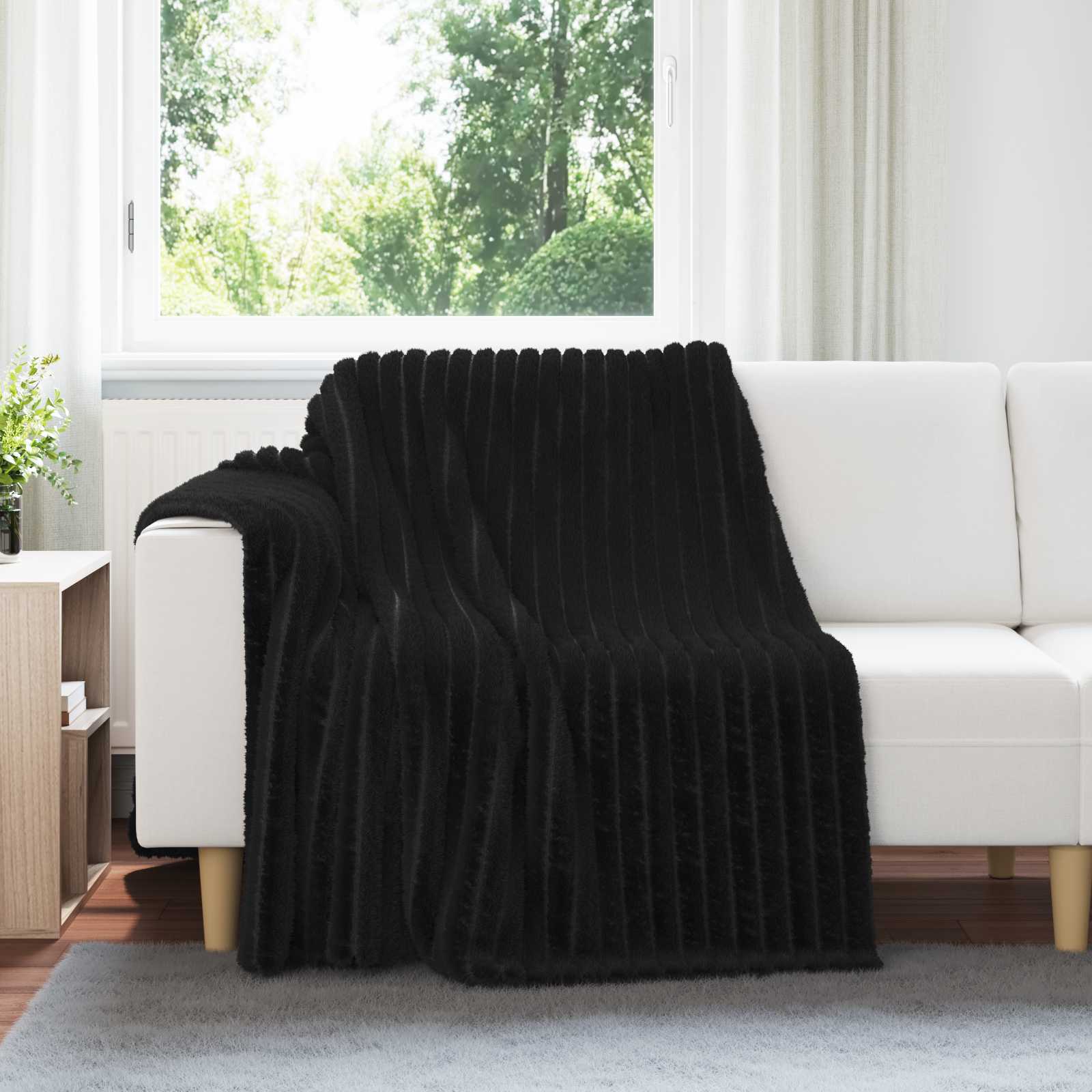 Coperte da Pile 6 pcs Nero 200 x 150 cm Panno | homemem39