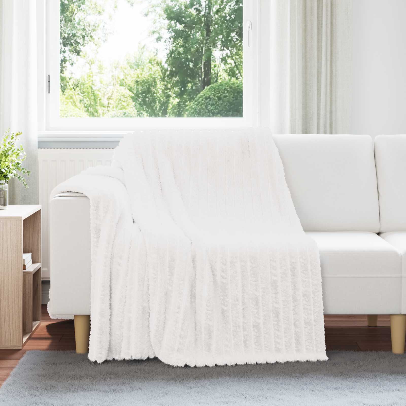 Coperte da Pile 6 pcs Bianco 200 x 150 cm Panno | homemem39