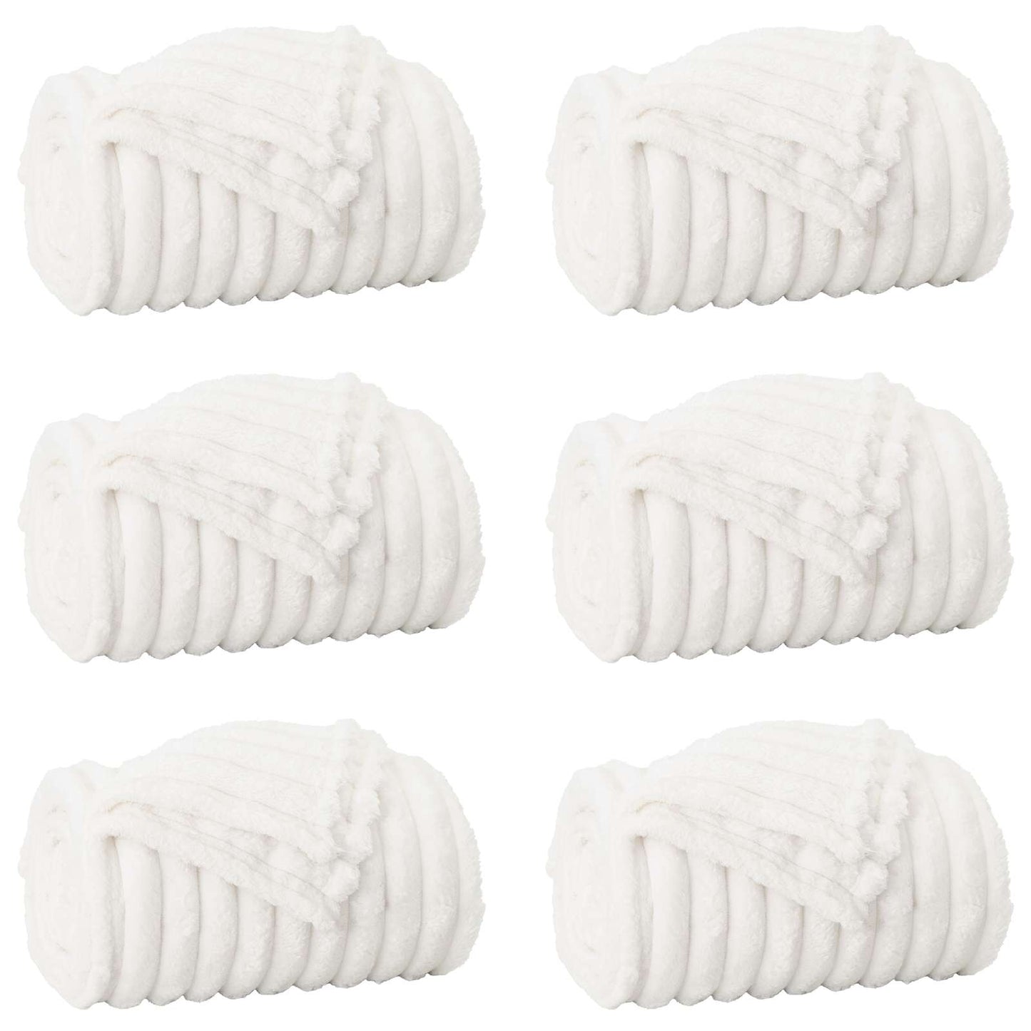 Coperte da Pile 6 pcs Bianco 240 x 220 cm Panno