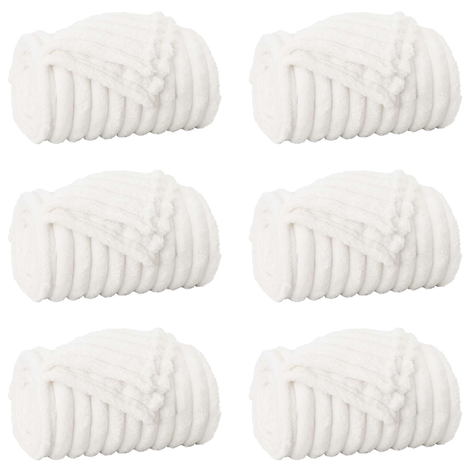 Coperte da Pile 6 pcs Bianco 270 x 240 cm Panno | homemem39