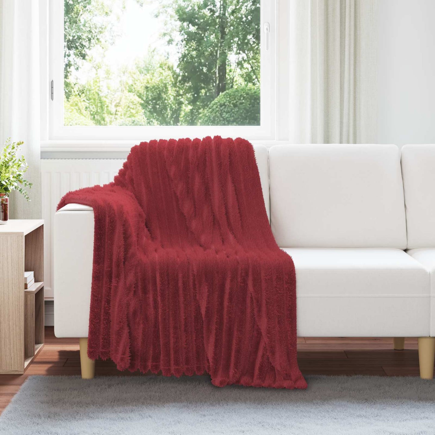 Coperte da Pile 6 pcs Rosso Bordeaux 150 x 130 cm Panno