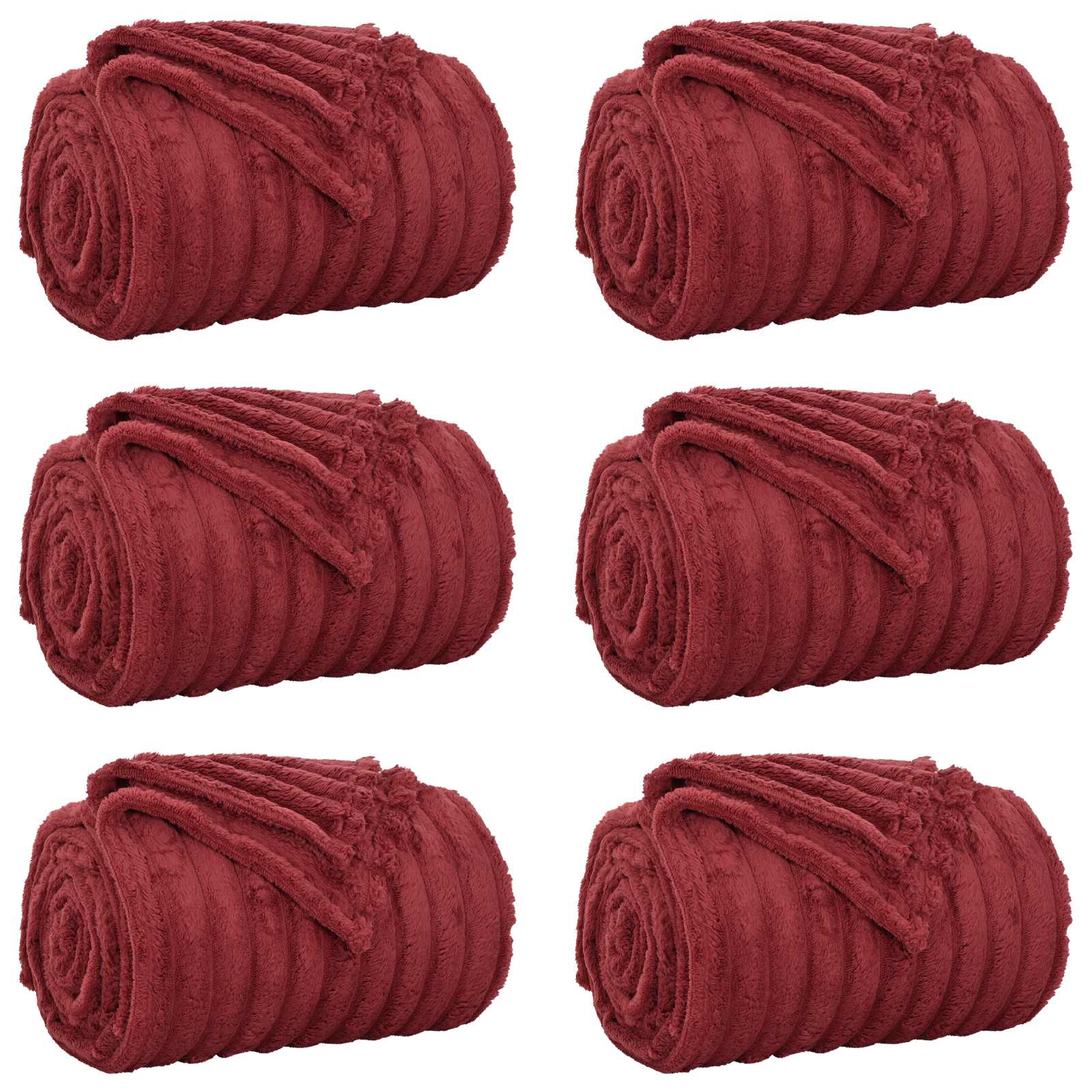 Coperte da Pile 6 pcs Rosso Bordeaux 200 x 150 cm Panno | homemem39