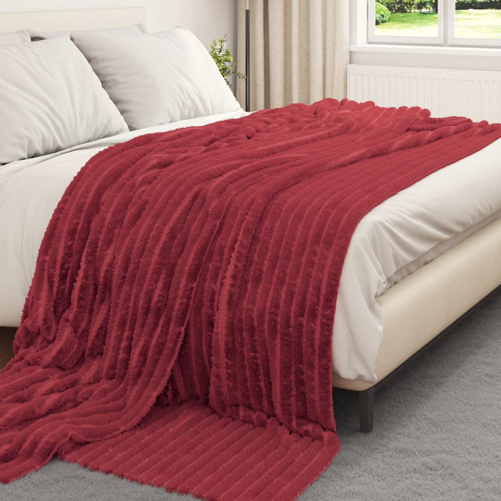 Coperte da Pile 6 pcs Rosso Bordeaux 240 x 220 cm Panno | homemem39