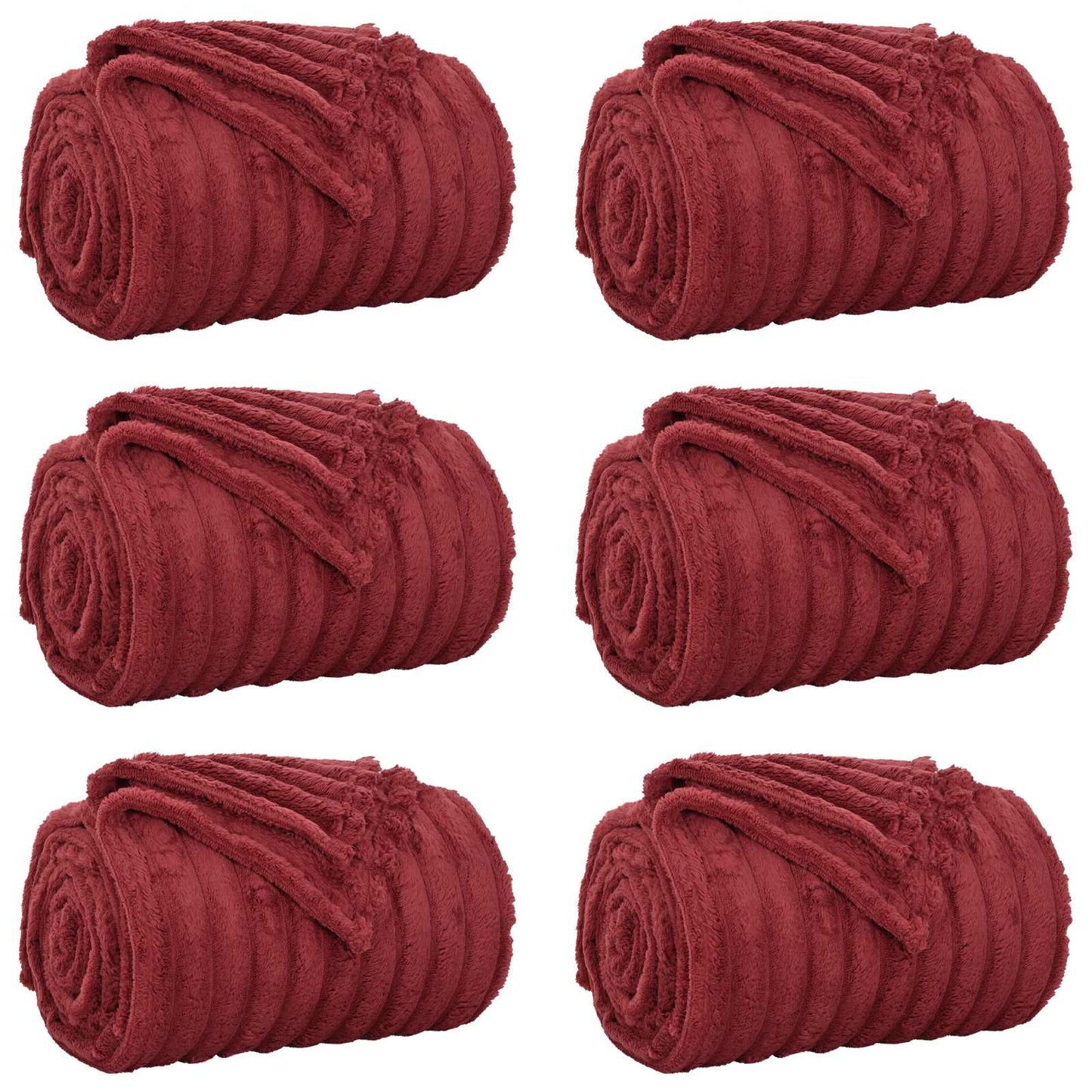 Coperte da Pile 6 pcs Rosso Bordeaux 240 x 220 cm Panno | homemem39