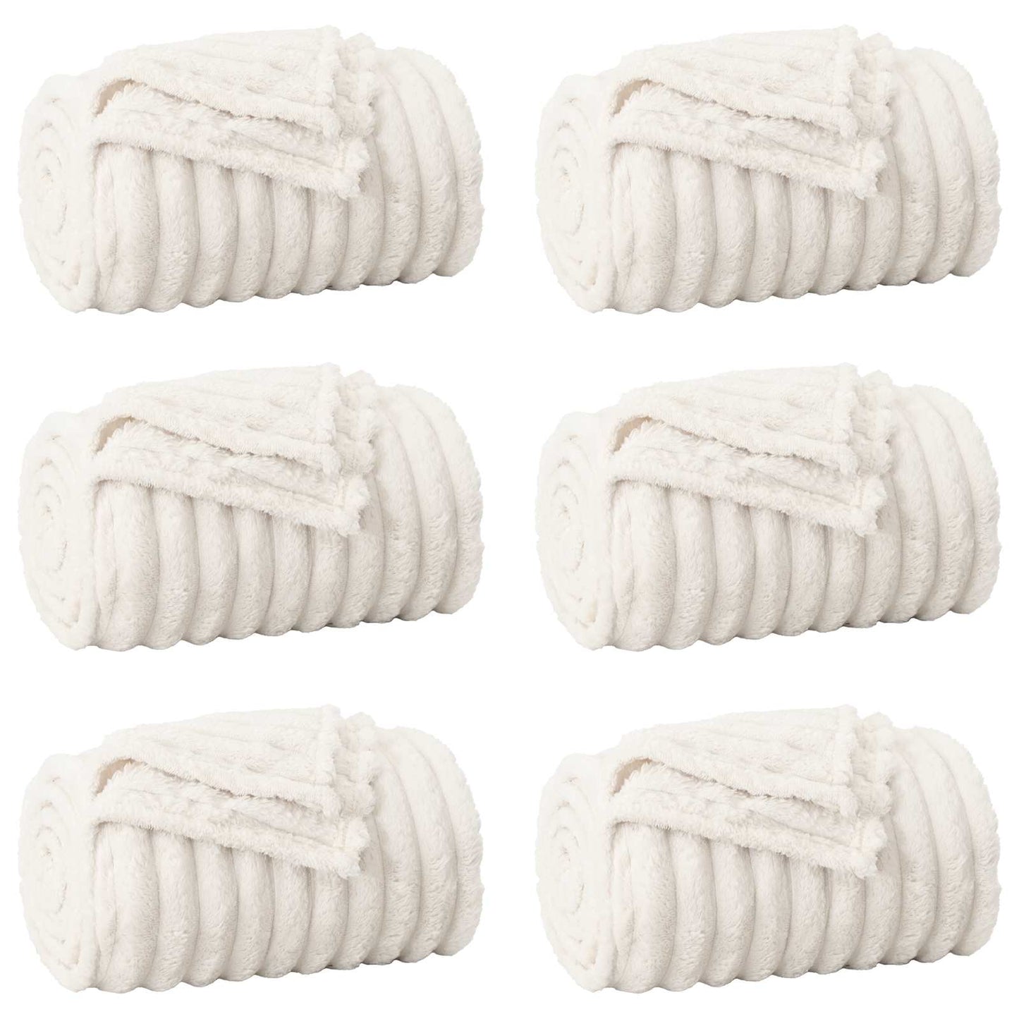 Coperte da Pile 6 pcs Crema 200 x 150 cm Panno