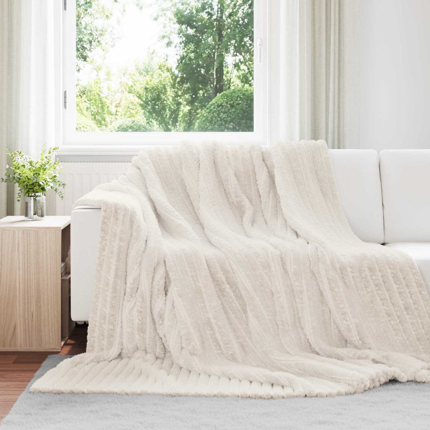 Coperte da Pile 6 pcs Crema 240 x 220 cm Panno | homemem39