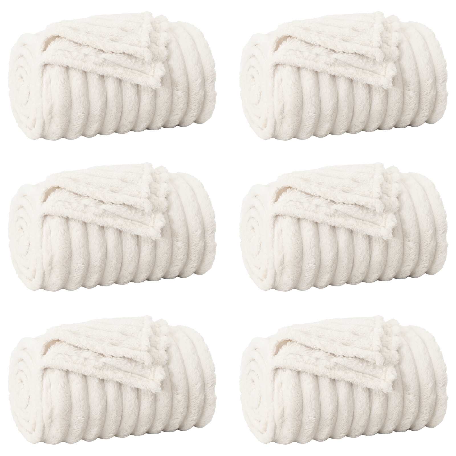 Coperte da Pile 6 pcs Crema 270 x 240 cm Panno | homemem39