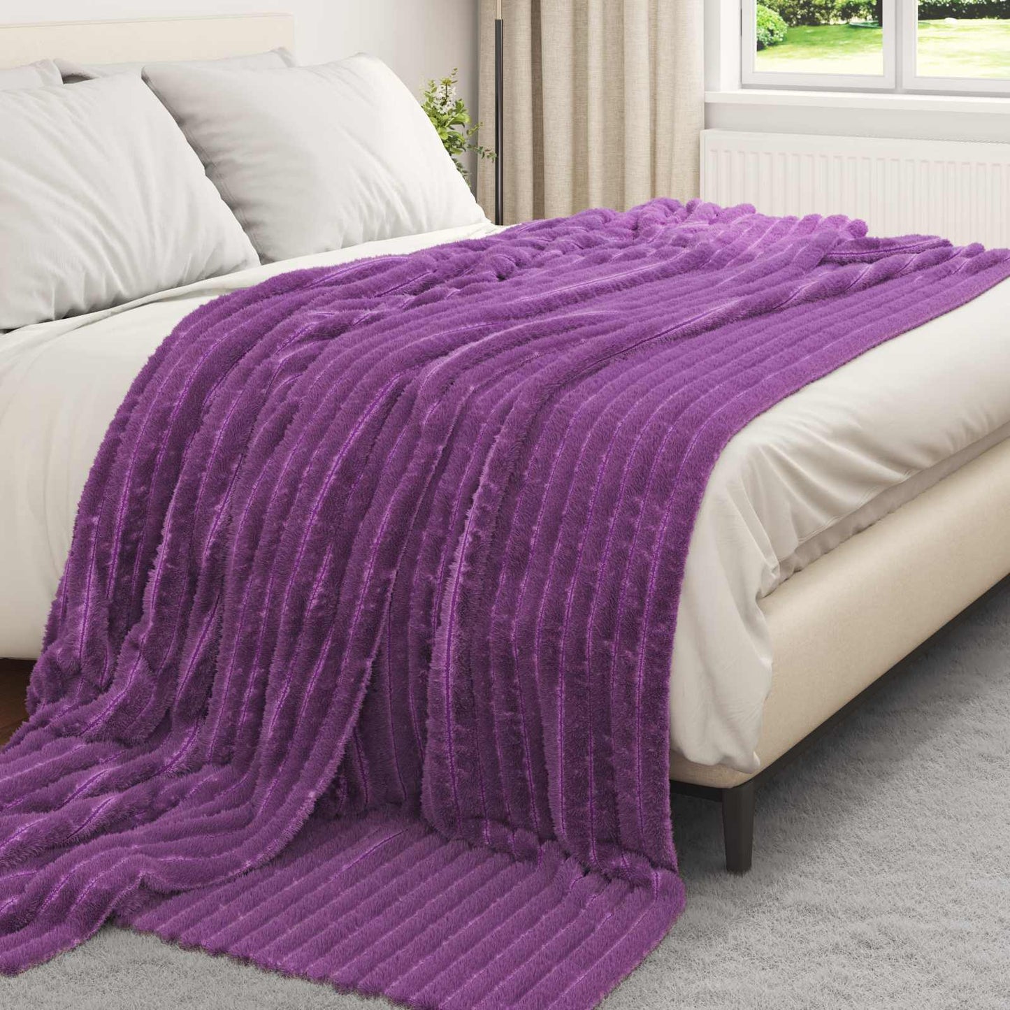 Coperte da Pile 6 pcs Viola 240 x 220 cm Panno | homemem39