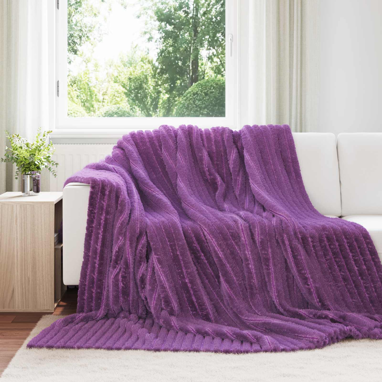 Coperte da Pile 6 pcs Viola 270 x 240 cm Panno | homemem39
