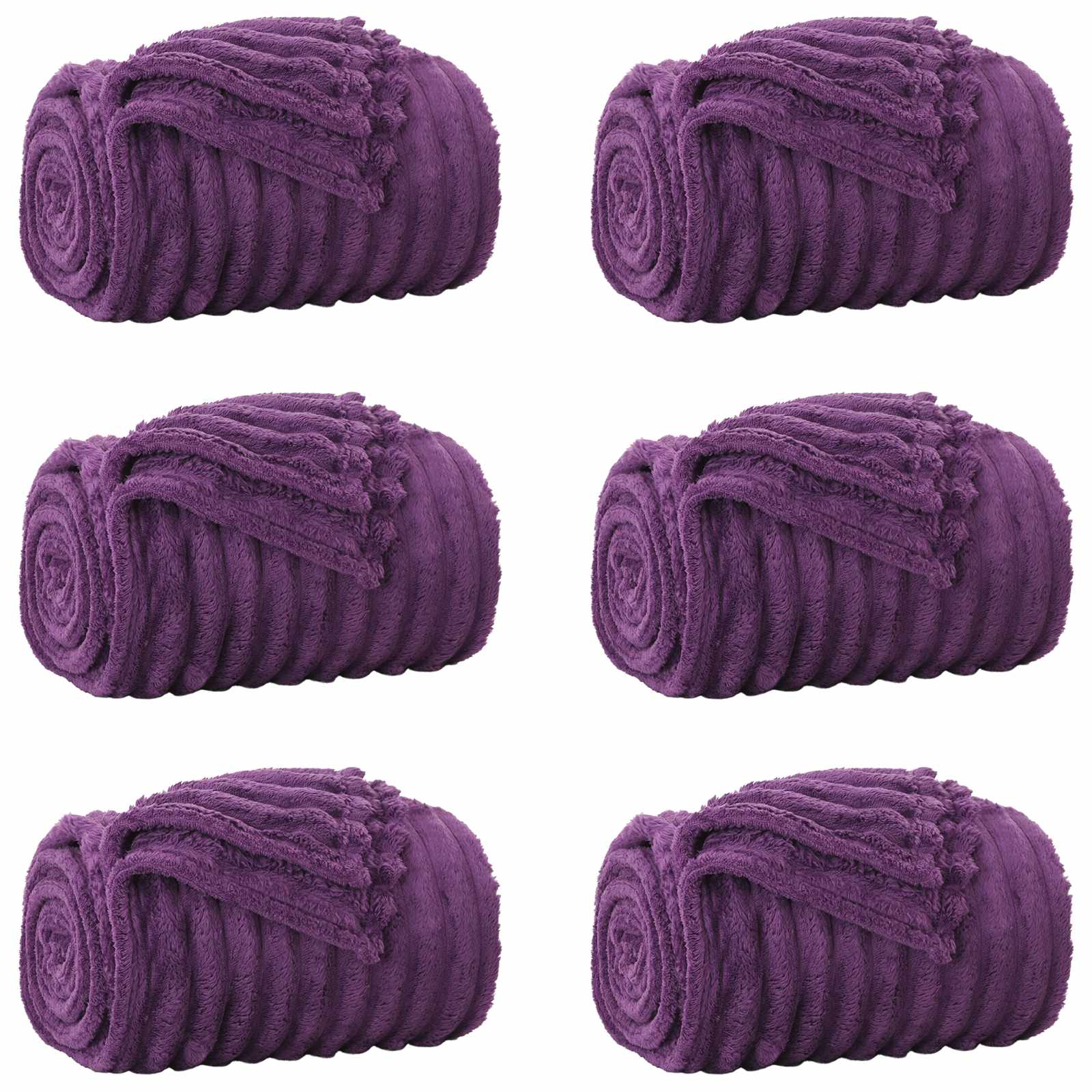 Coperte da Pile 6 pcs Viola 270 x 240 cm Panno | homemem39