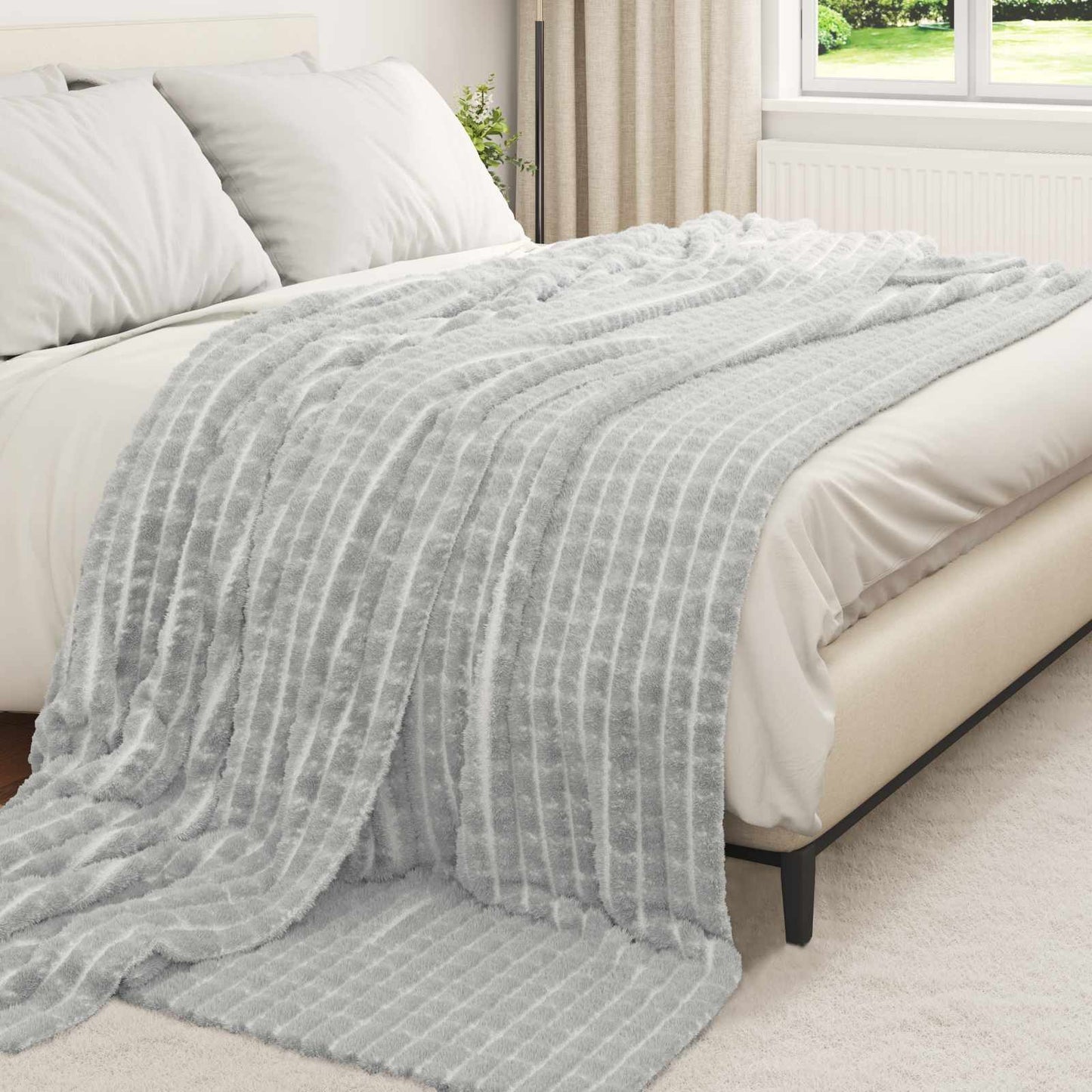 Coperta Grigio 240 x 220 cm Panno | homemem39