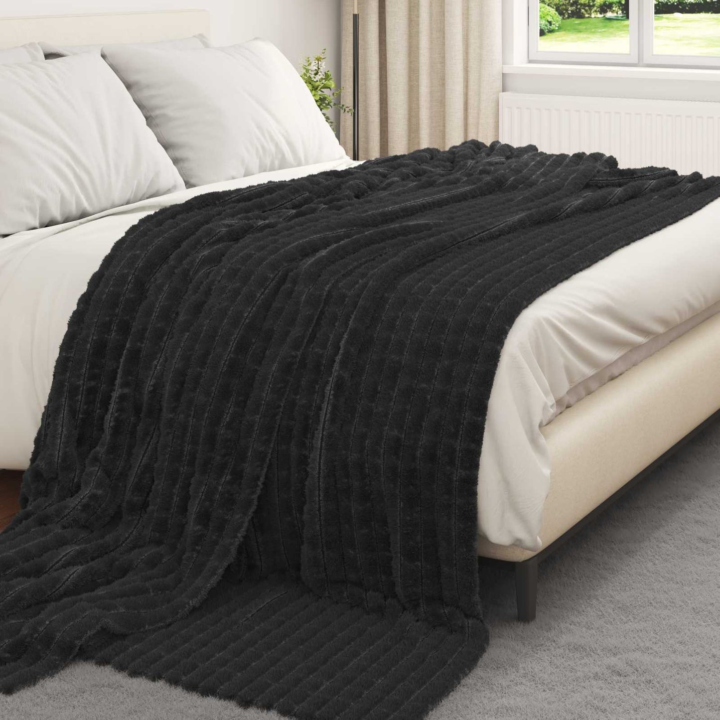Coperta Nero 240 x 220 cm Panno