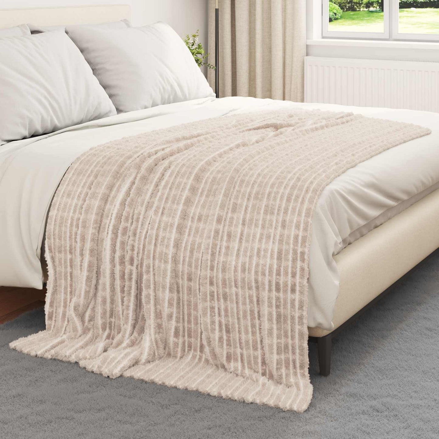 Coperte da Pile 6 pcs Beige 200 x 150 cm Panno