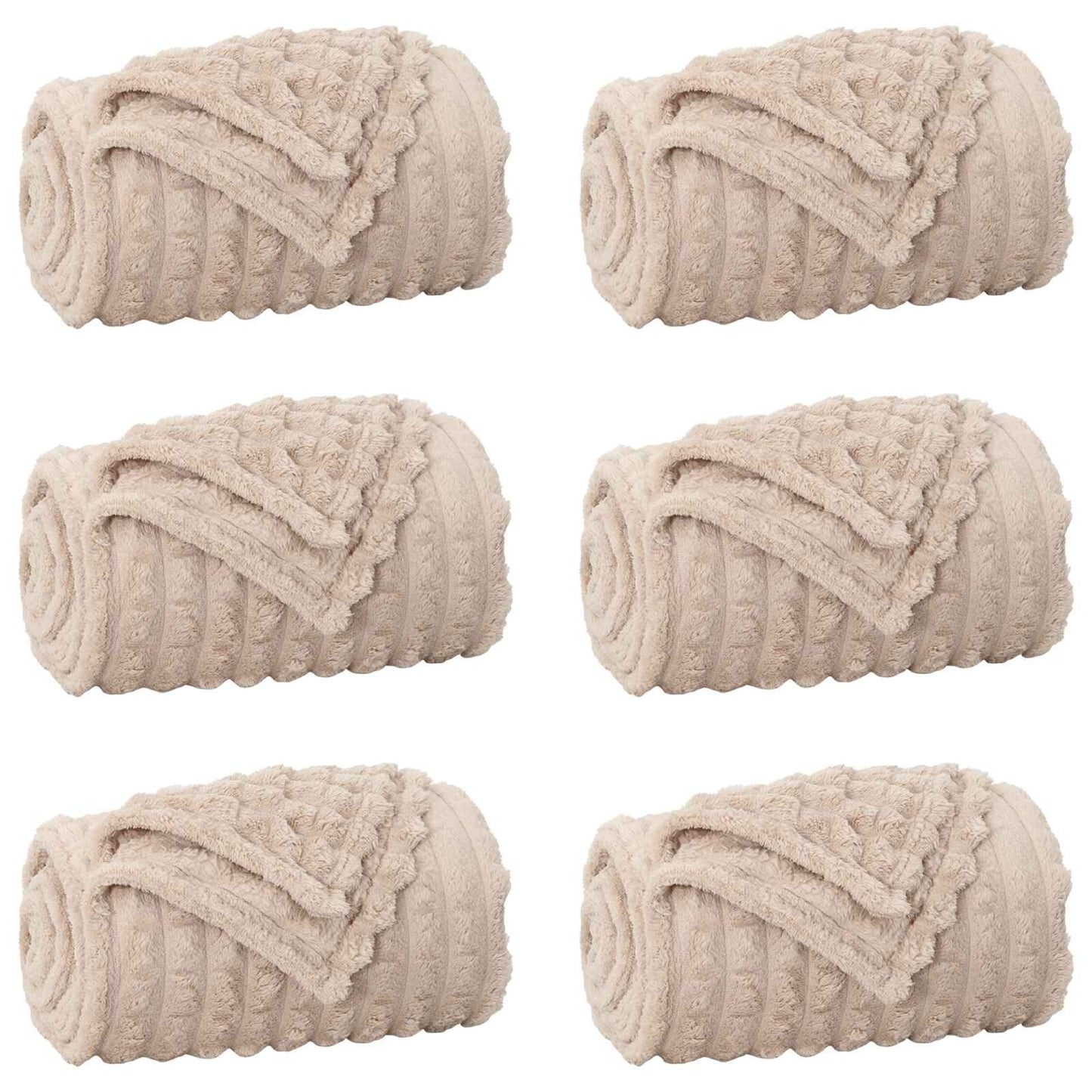 Coperte da Pile 6 pcs Beige 200 x 150 cm Panno