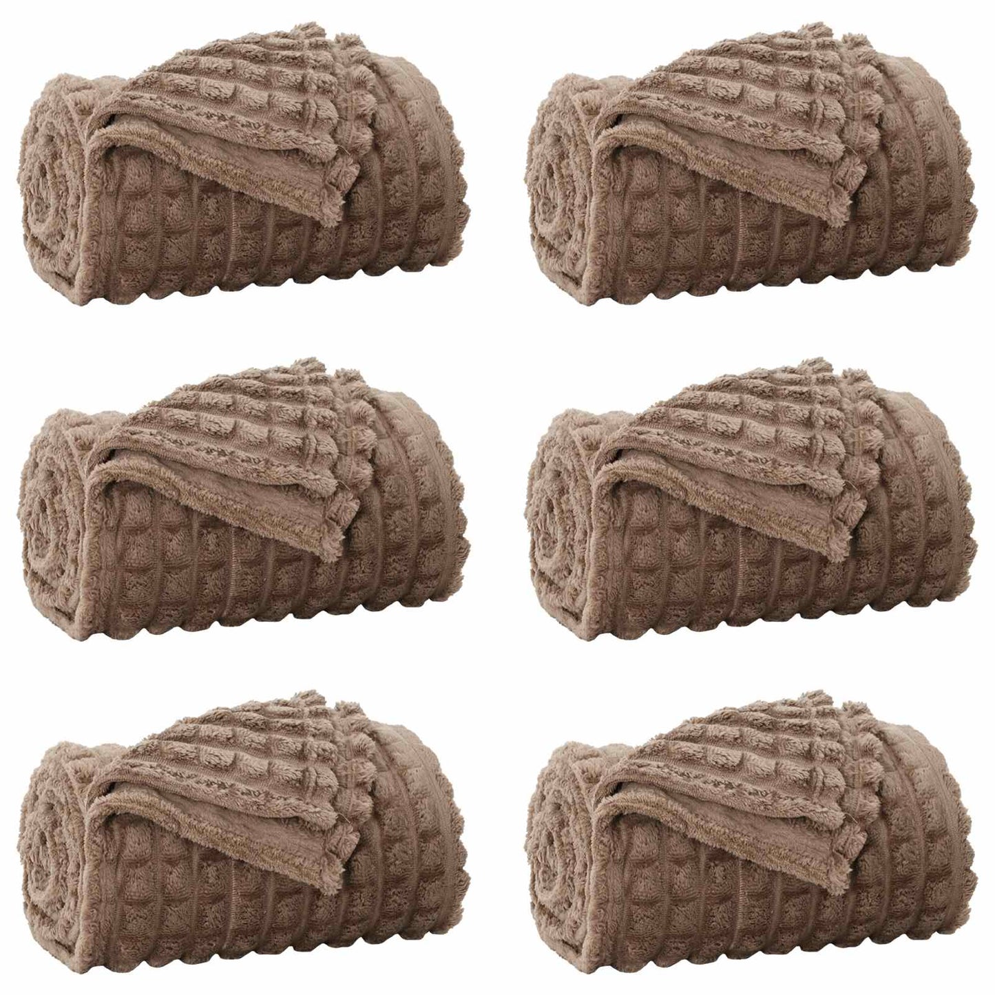 Coperte da Pile 6 pcs Cammello 150 x 130 cm Panno | homemem39