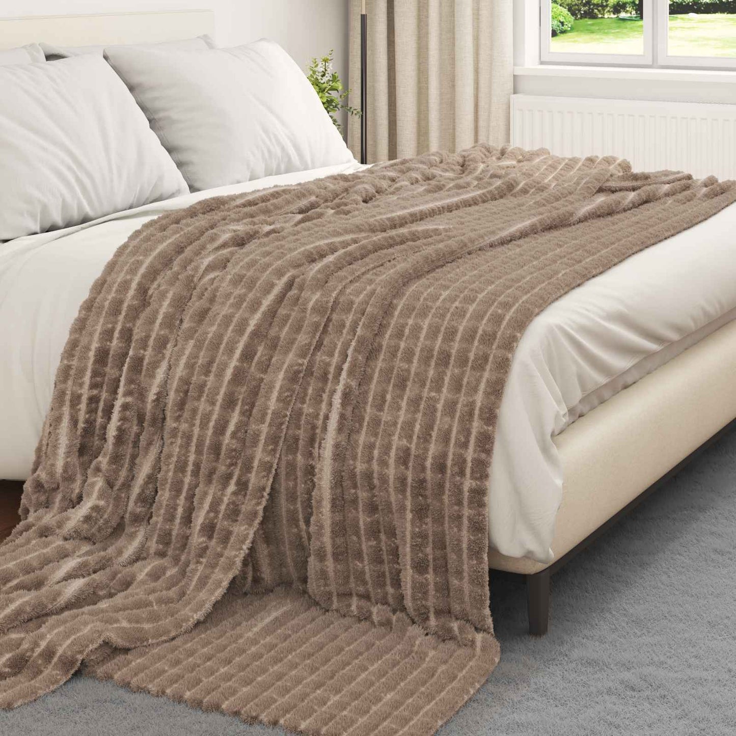 Coperte da Pile 6 pcs Cammello 270 x 240 cm Panno | homemem39