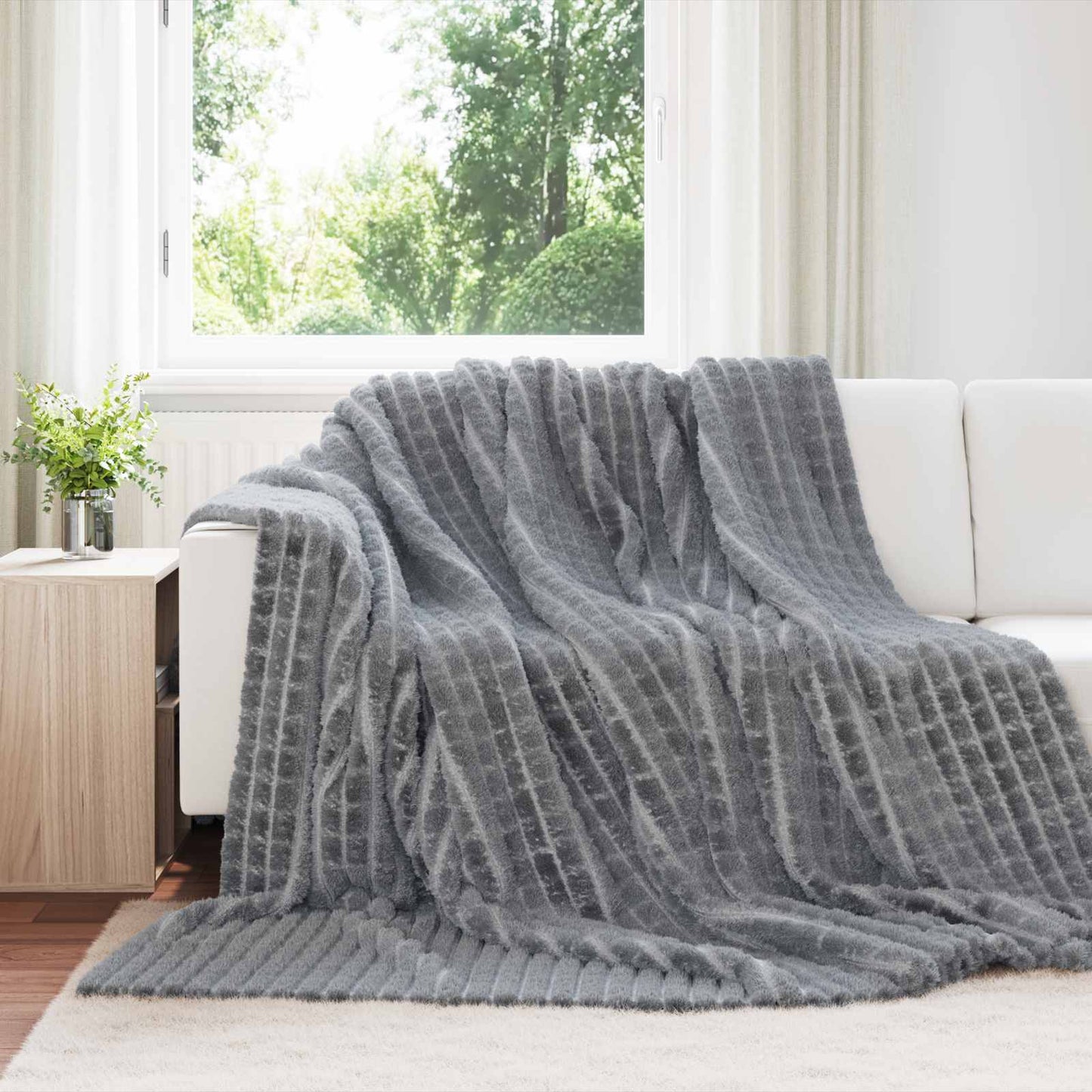Coperte da Pile 6 pcs Grigio scuro 240 x 220 cm Panno | homemem39
