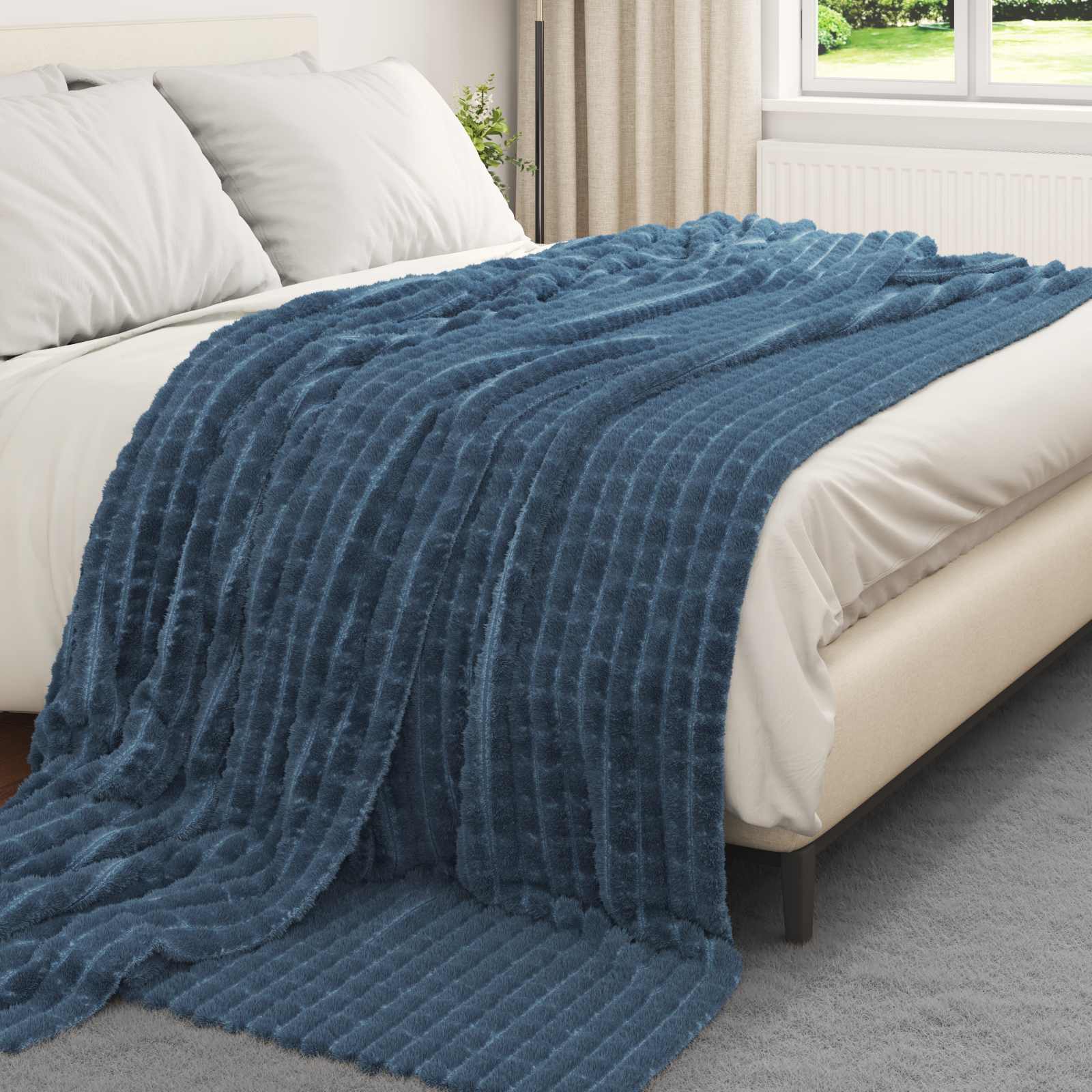 Coperte da Pile 6 pcs Blu navy 270 x 240 cm Panno | homemem39