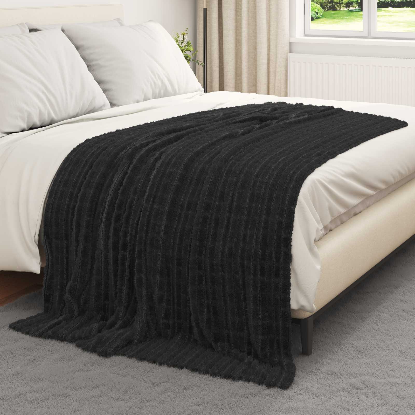 Coperte da Pile 6 pcs Nero 200 x 150 cm Panno | homemem39