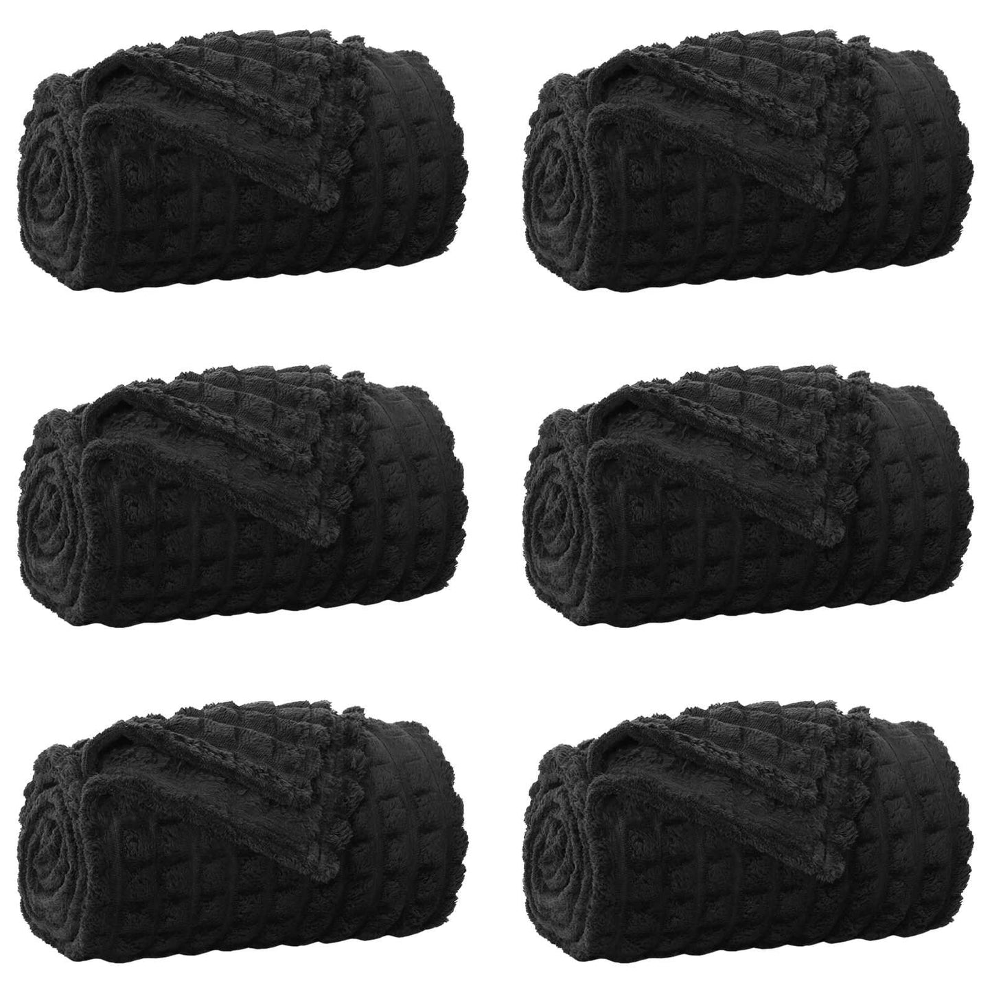 Coperte da Pile 6 pcs Nero 240 x 220 cm Panno
