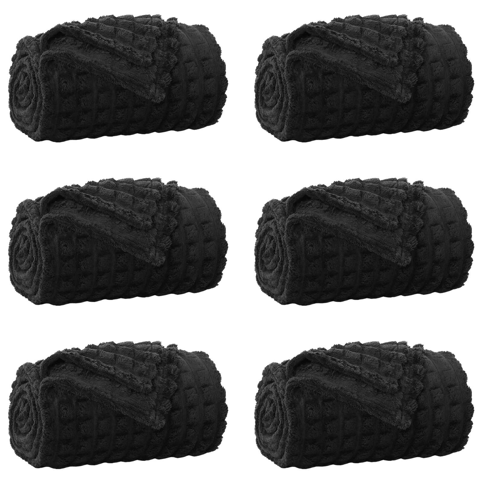 Coperte da Pile 6 pcs Nero 270 x 240 cm Panno | homemem39