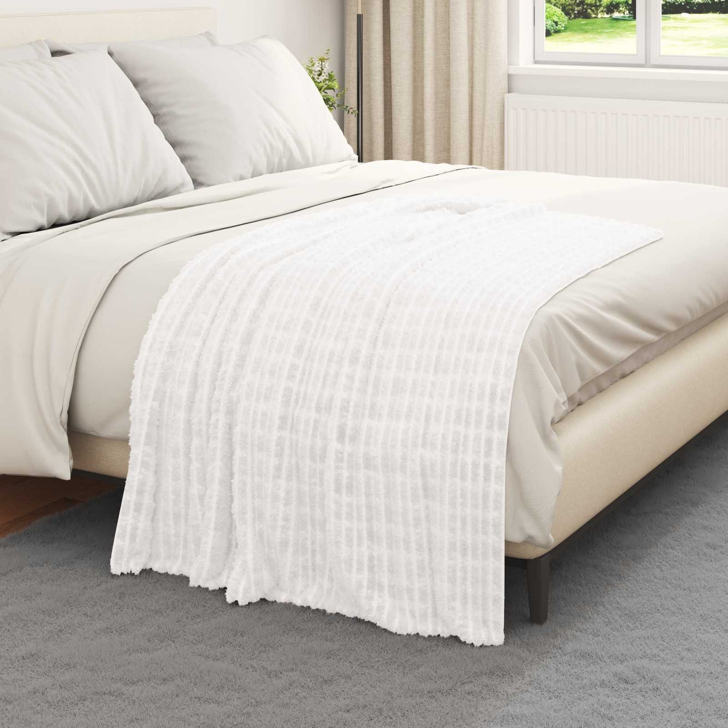 Coperte da Pile 6 pcs Bianco 150 x 130 cm Panno