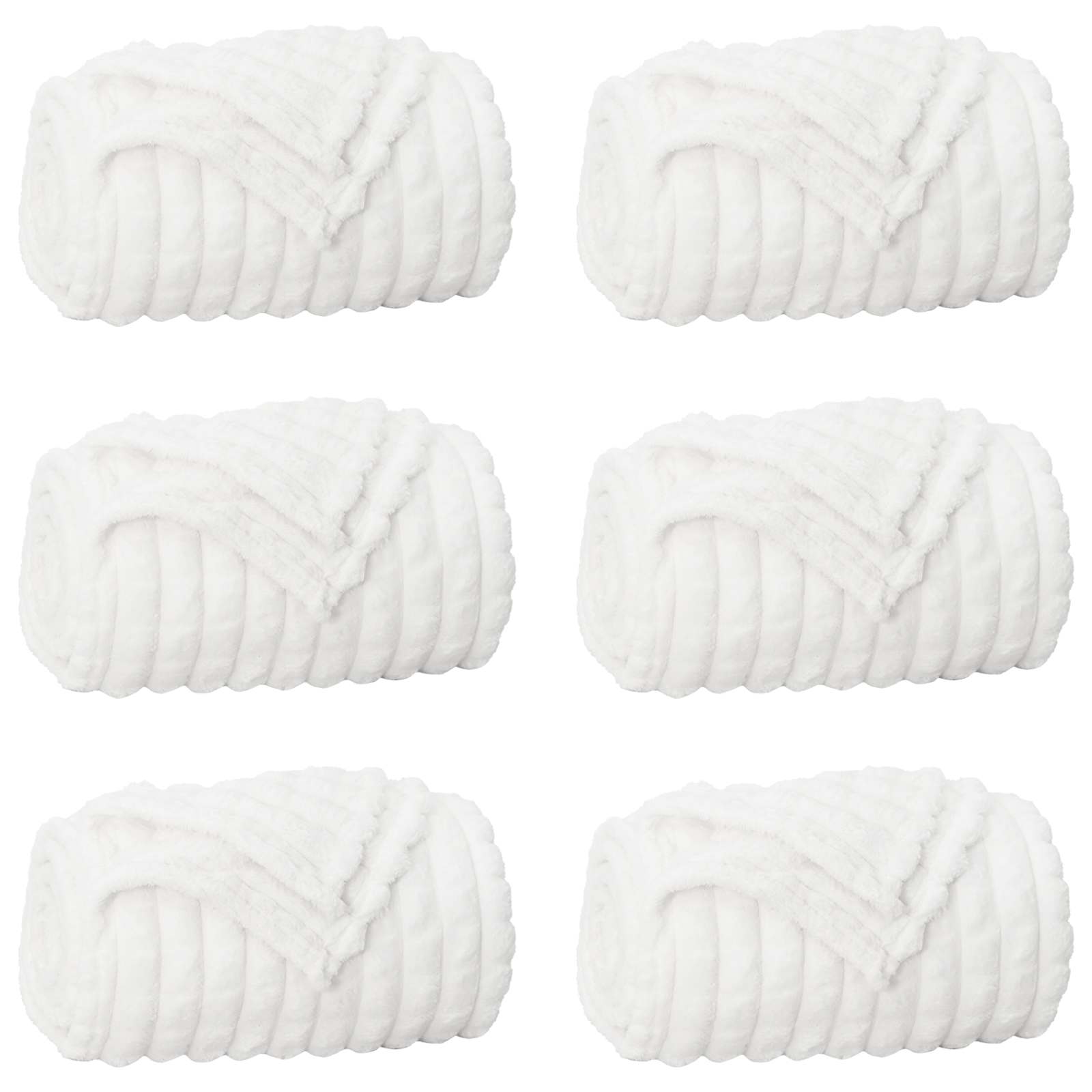 Coperte da Pile 6 pcs Bianco 150 x 130 cm Panno | homemem39