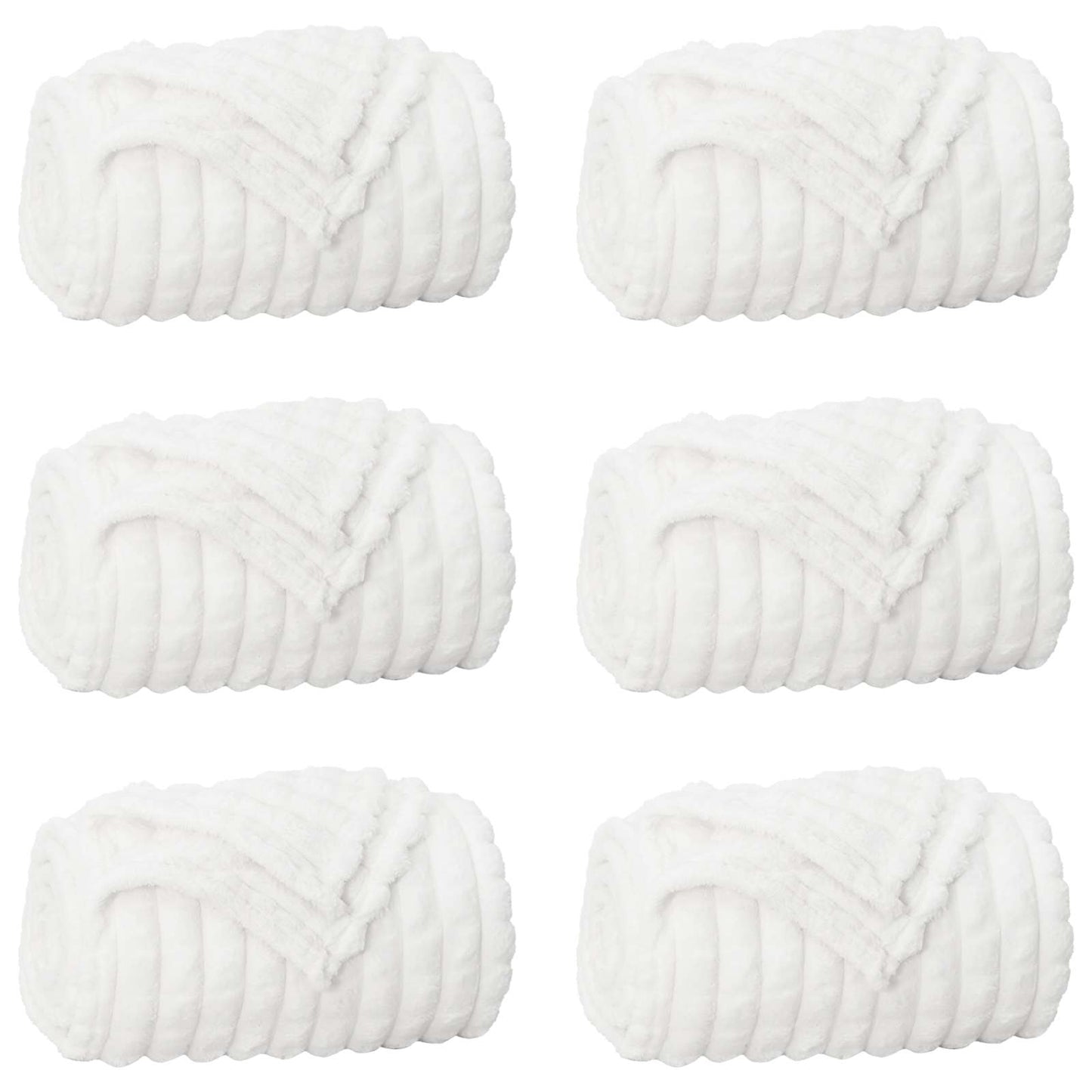 Coperte da Pile 6 pcs Bianco 240 x 220 cm Panno