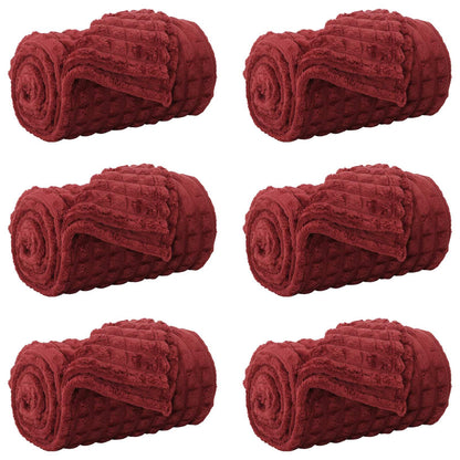 Coperte da Pile 6 pcs Rosso Bordeaux 150 x 130 cm Panno