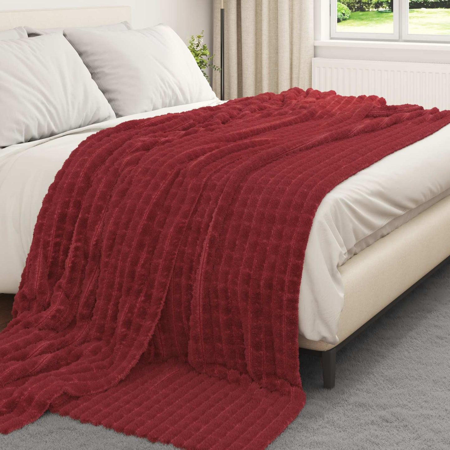 Coperte da Pile 6 pcs Rosso Bordeaux 240 x 220 cm Panno