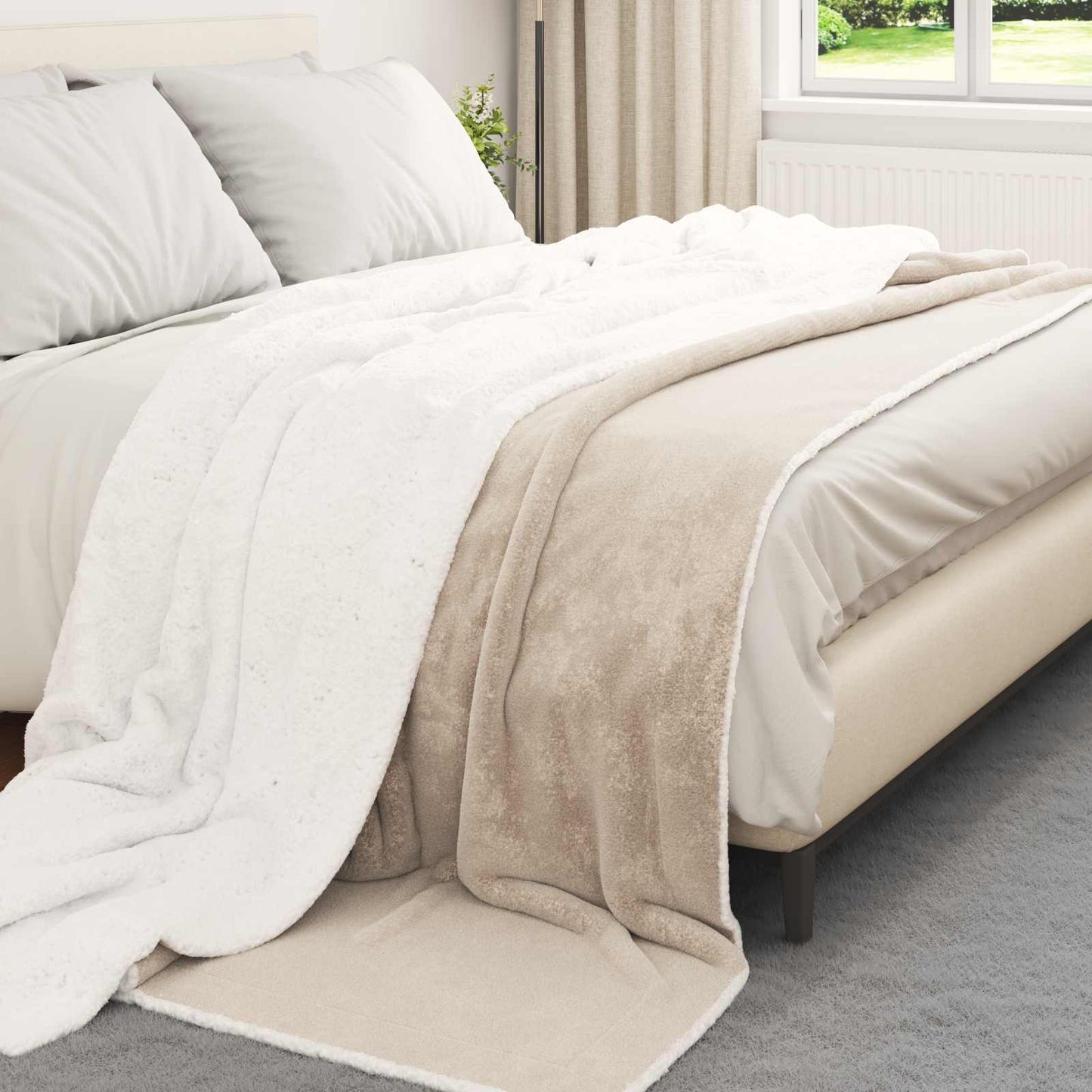 Coperta Beige 220 x 240 cm Panno