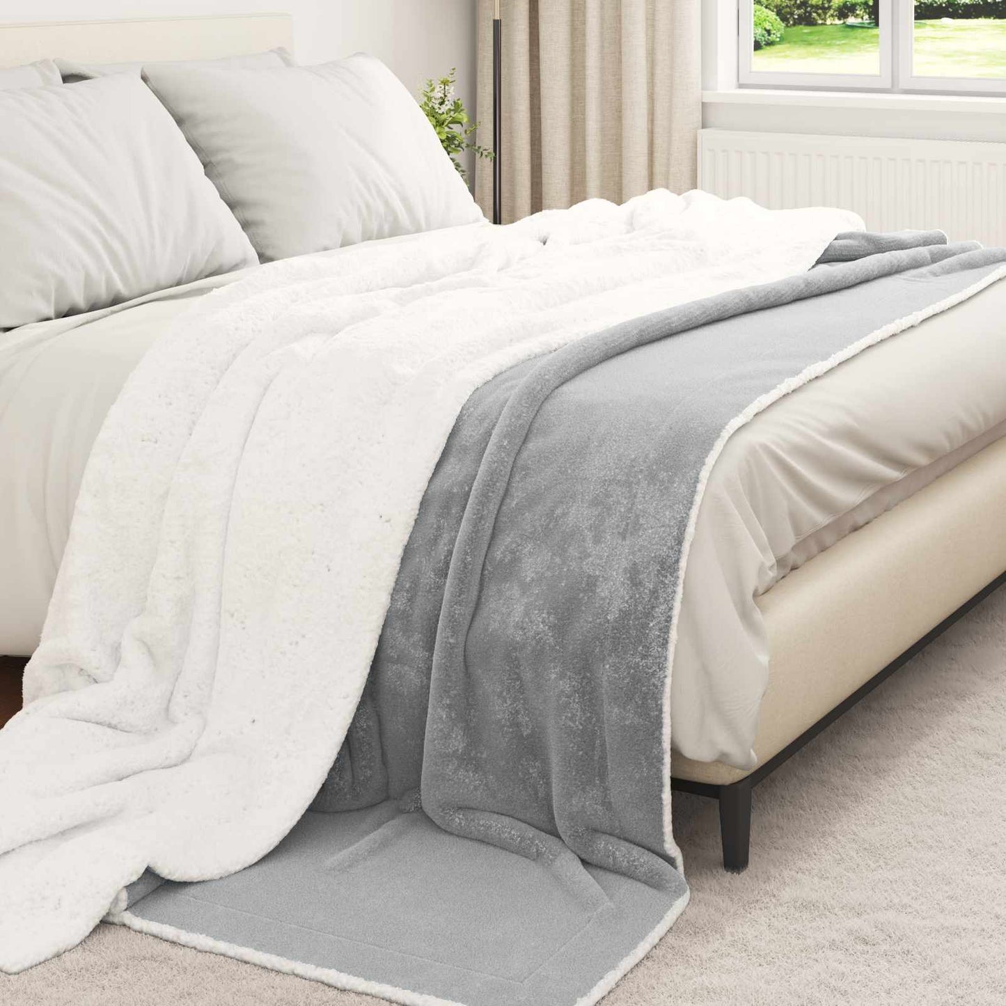 Coperta Grigio 220 x 240 cm Panno