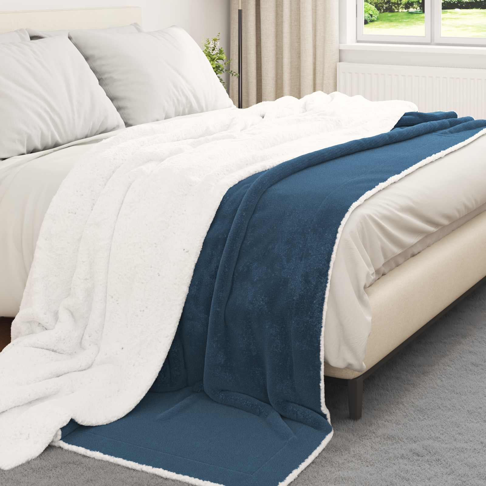 Coperta Blu navy 240 x 270 cm Panno | homemem39