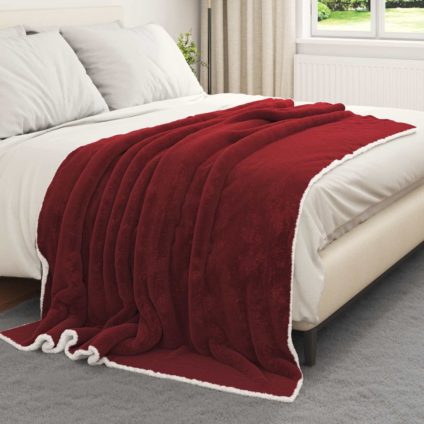 Coperta Rosso Bordeaux 150 x 200 cm Panno