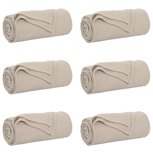 Coperte da Pile 6 pcs Beige 200 x 150 cm Panno