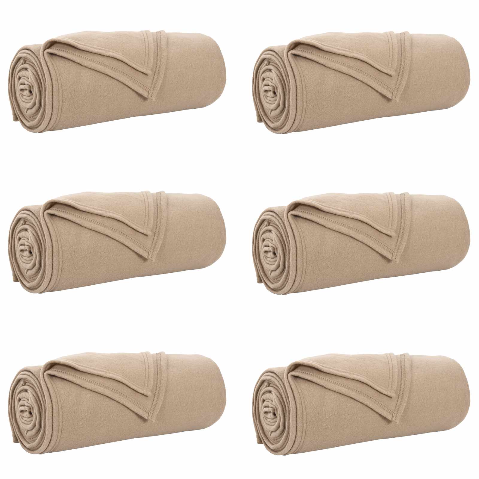 Coperte da Pile 6 pcs Cammello 270 x 240 cm Panno | homemem39