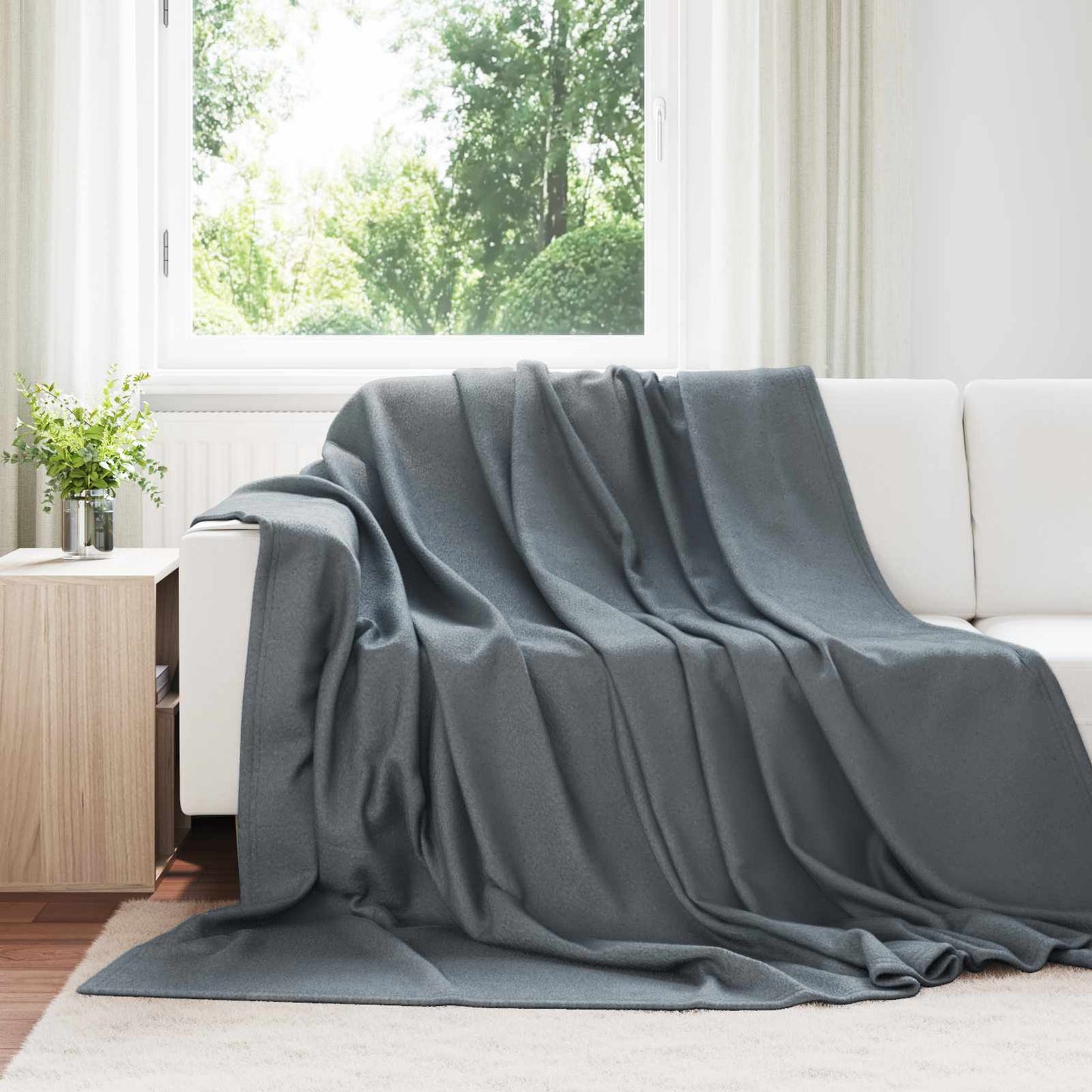 Coperte da Pile 6 pcs Grigio scuro 240 x 220 cm Panno