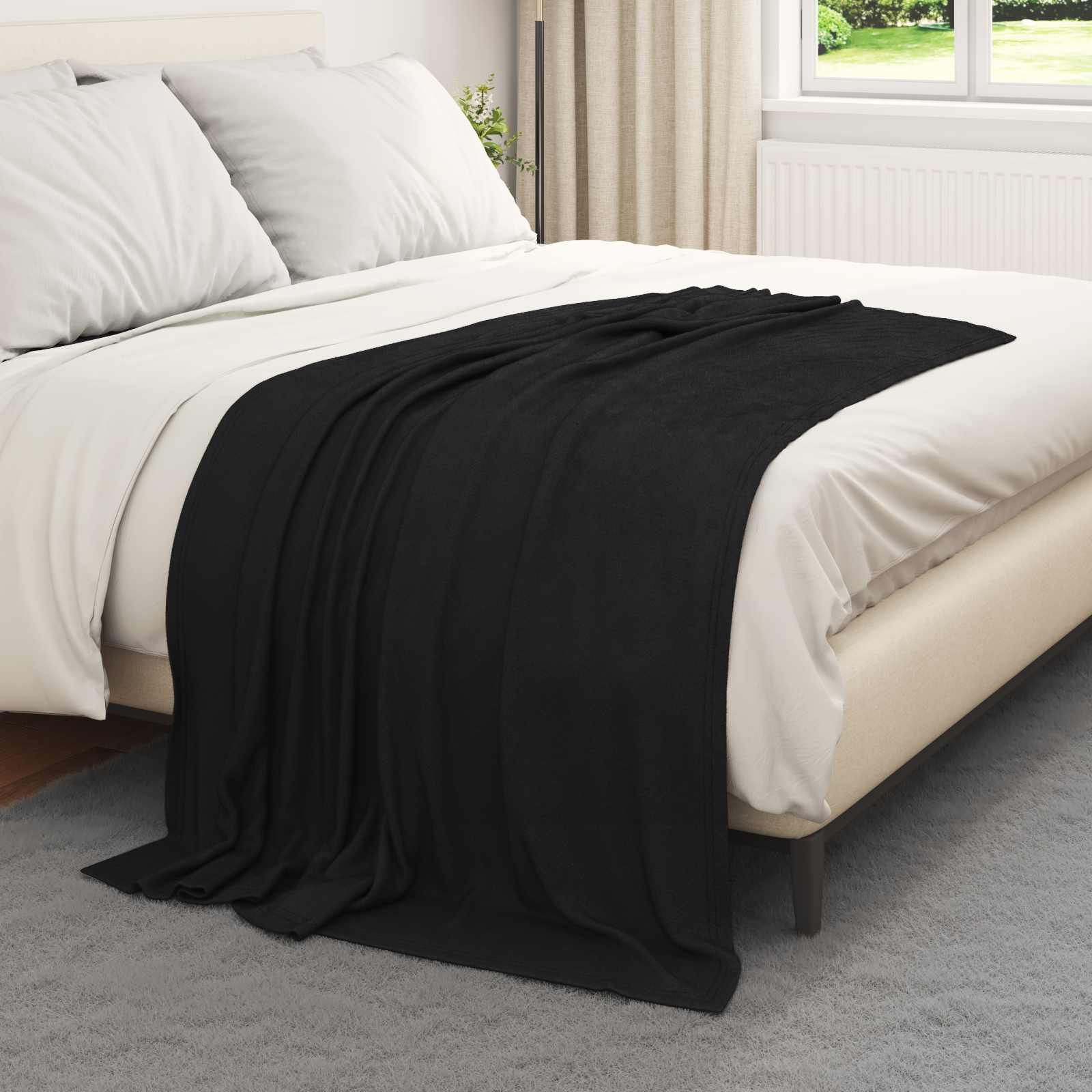 Coperte da Pile 6 pcs Nero 170 x 130 cm Panno | homemem39