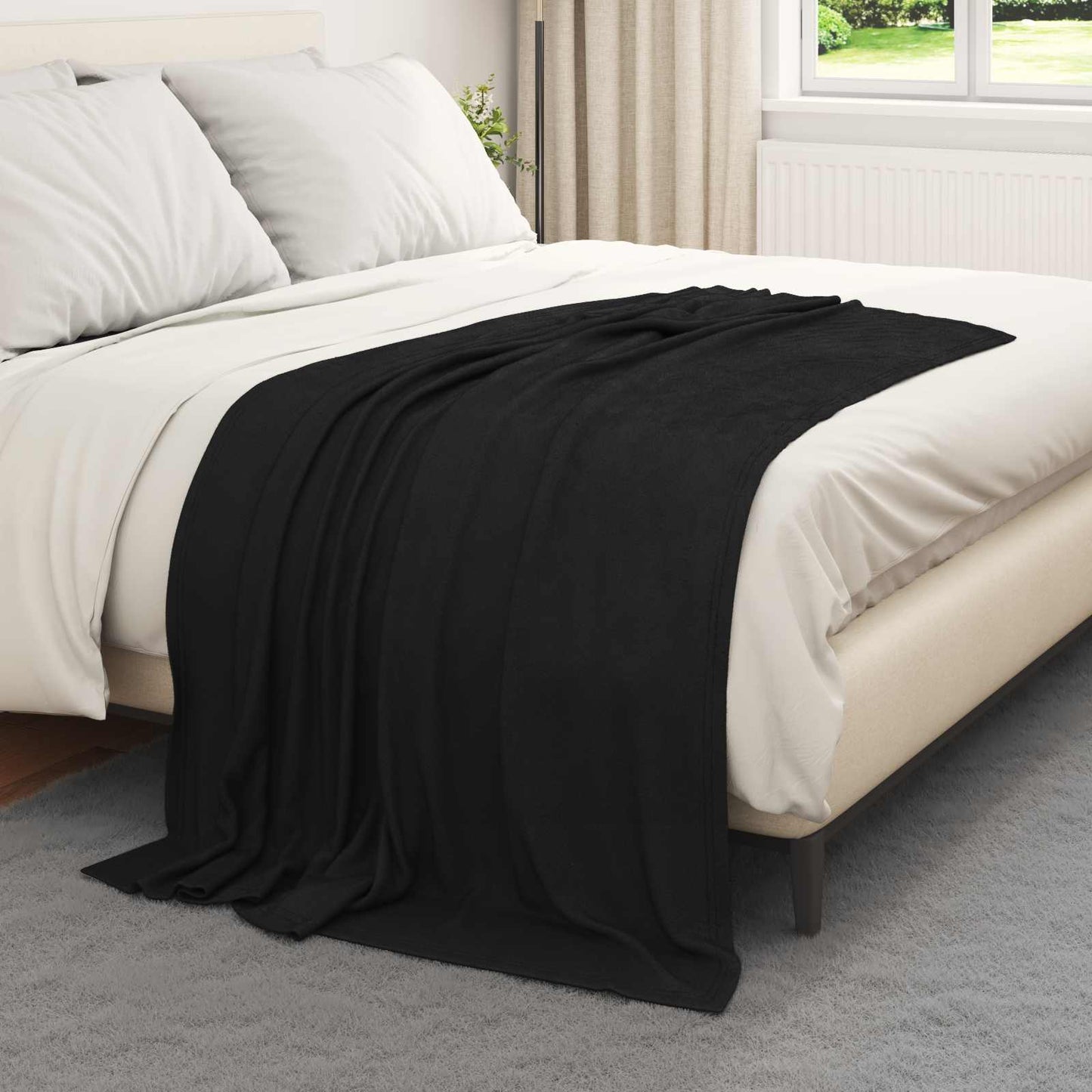 Coperte da Pile 6 pcs Nero 170 x 130 cm Panno