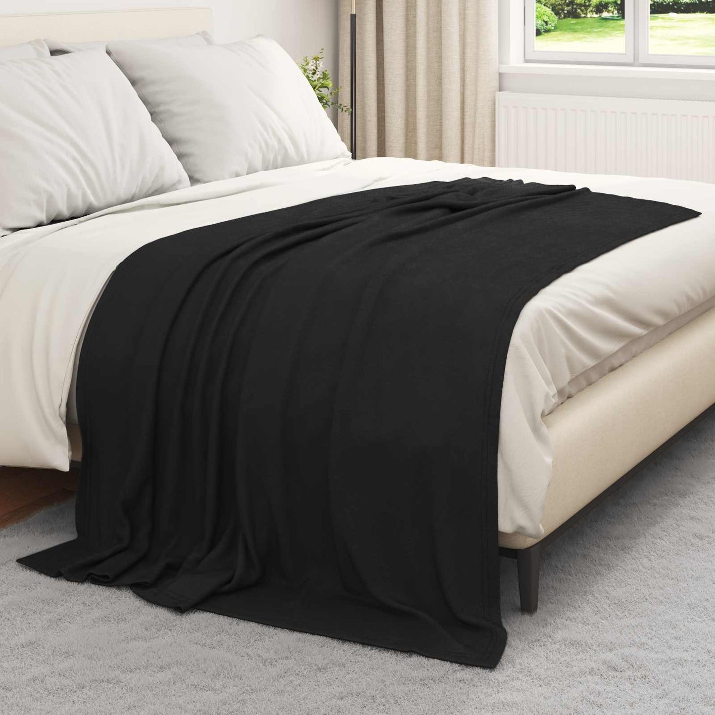 Coperte da Pile 6 pcs Nero 200 x 150 cm Panno | homemem39