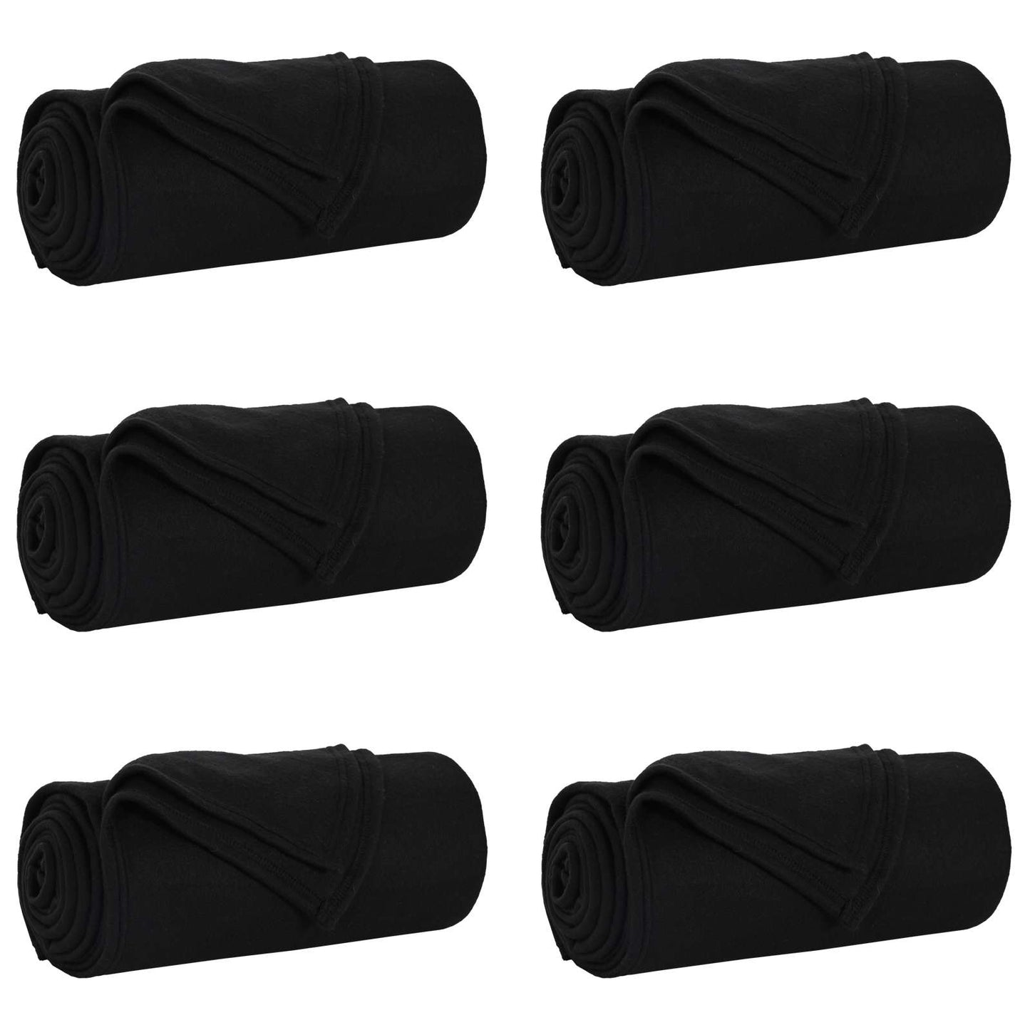 Coperte da Pile 6 pcs Nero 200 x 150 cm Panno