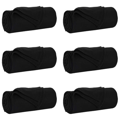 Coperte da Pile 6 pcs Nero 200 x 150 cm Panno