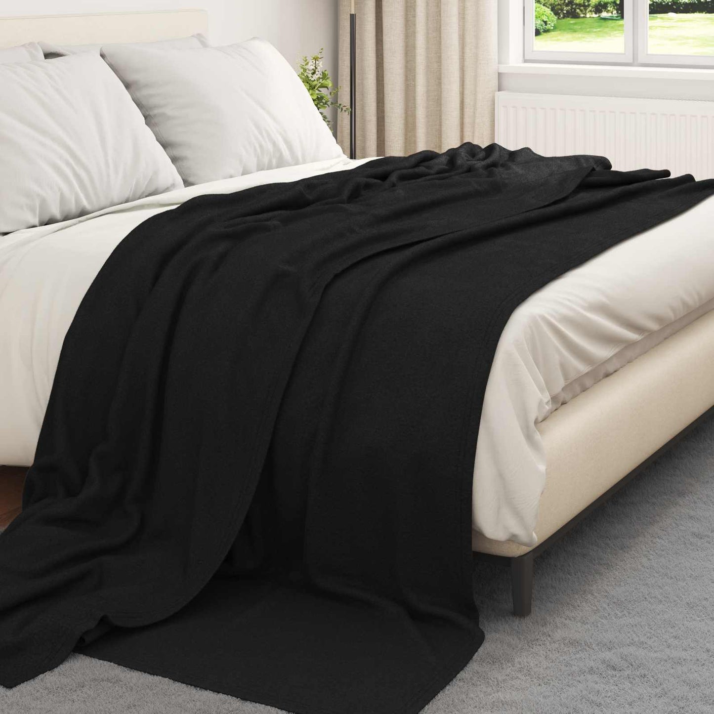 Coperte da Pile 6 pcs Nero 240 x 220 cm Panno | homemem39