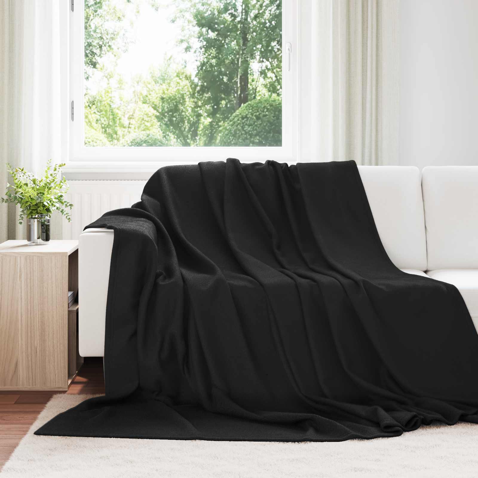 Coperte da Pile 6 pcs Nero 270 x 240 cm Panno | homemem39