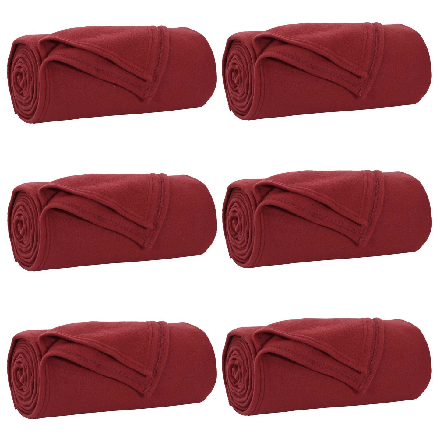 Coperte da Pile 6 pcs Rosso Bordeaux 170 x 130 cm Panno